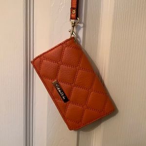 Calvin Klein orange wrist wallet